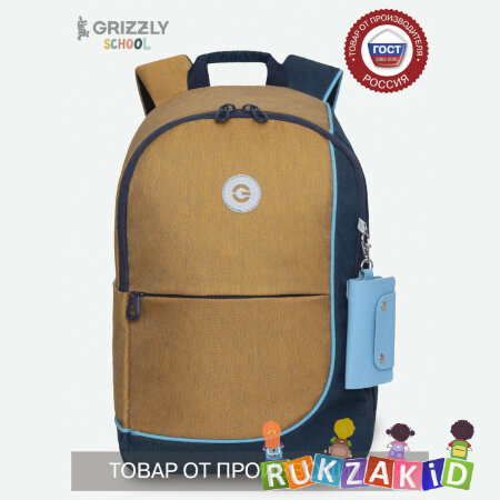 Рюкзак молодежный Grizzly RD-345-2 Охра - синий