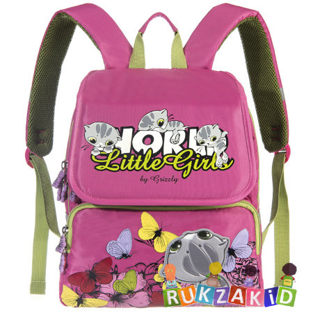 Школьный рюкзак с котенком Grizzly World Little Girls RA-545-4 Жимолость