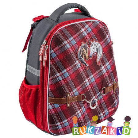 Рюкзак школьный Mike Mar 1008-152 Лошадки темно - серый / красный