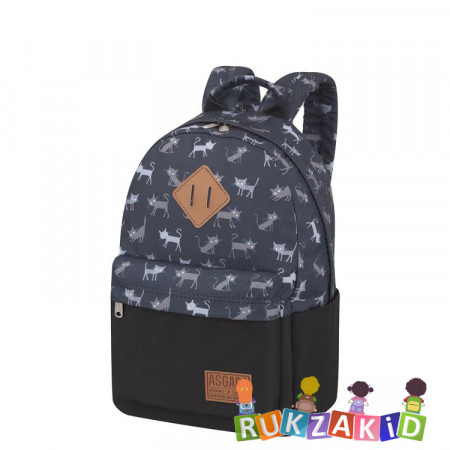 Молодежный рюкзак Asgard Р-5333 Дизайн Черный - Кошки черно - серый