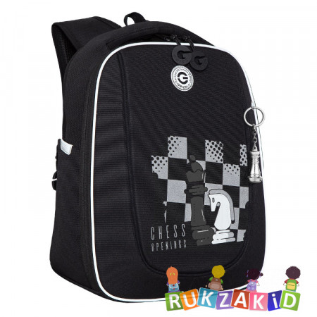 Ранец рюкзак школьный Grizzly RAf-393-10 Шахматы Черный