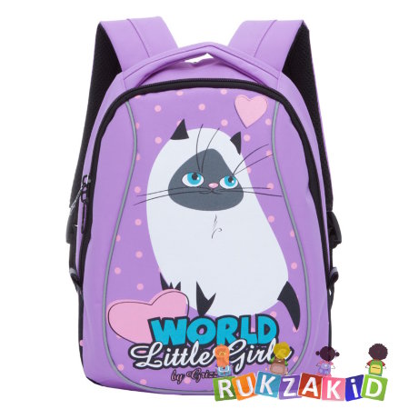 Рюкзак дошкольный для девочки Кошечка Grizzly фиолетовый