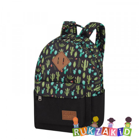 Молодежный рюкзак Asgard Р-5333 Дизайн Черный - Кактусы черный