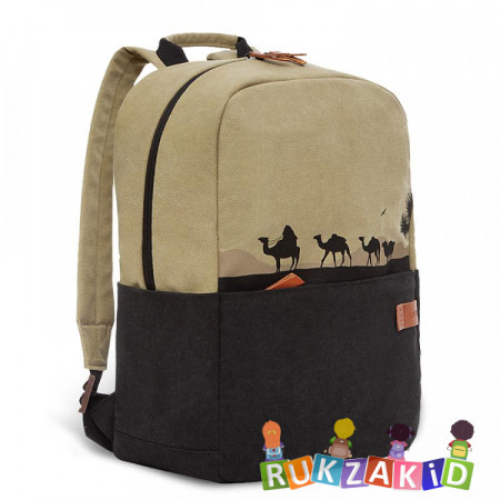 Рюкзак молодежный Grizzly RQL-119-2 Черный - бежевый
