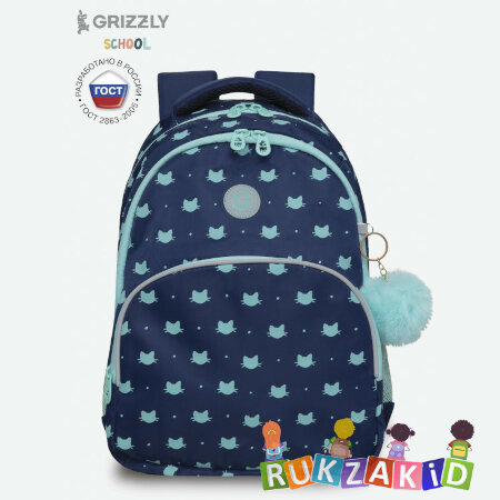 Рюкзак школьный Grizzly RG-360-5 Синий - мятный