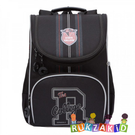 Ранец школьный с мешком для обуви Grizzly RAm-085-1 Черный