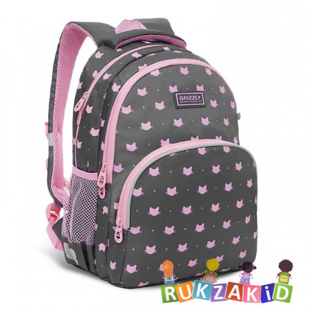 Рюкзак школьный Grizzly RG-160-1 Котики Серый