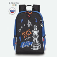 Рюкзак школьный Grizzly RB-351-6 Шахматы Черный - синий