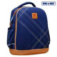 Школьный ранец облегченный MikeMar 1010-03 Синий / оранжевый кант