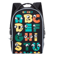 Детский рюкзак Grizzly RS-734-5 Алфавит Черный оранжевый