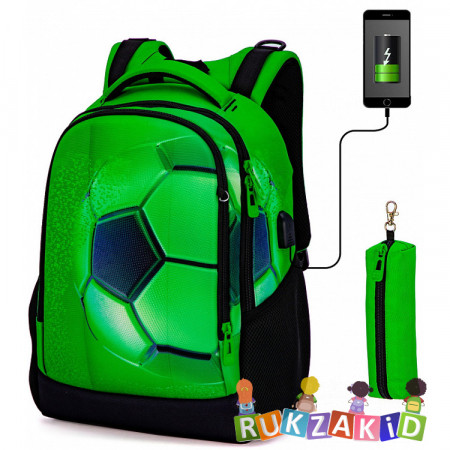 Рюкзак школьный SkyName 57-33 Football Зеленый