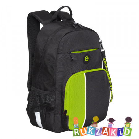 Рюкзак школьный Grizzly RB-355-2 Черный - салатовый