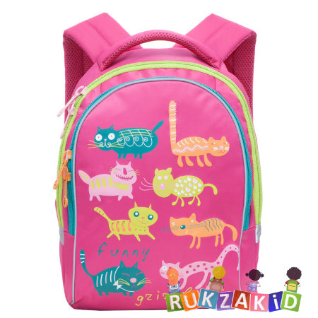 Рюкзак школьный с котами Grizzly RG-657-4 Фуксия