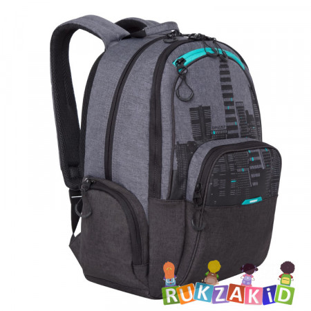Рюкзак школьный Grizzly RU-030-41 Черный - бирюзовый