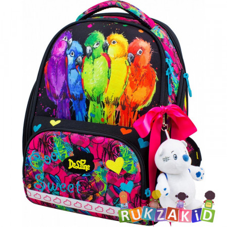 Ранец для школы с наполнением De Lune 10-004 Разноцветные попугайчики