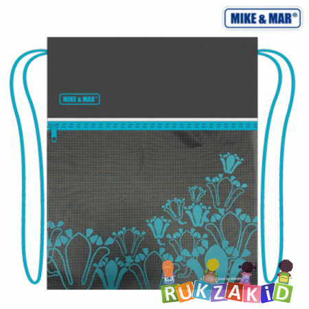 Мешок для сменки MikeMar MB093 Цветы Серо-бирюзовый