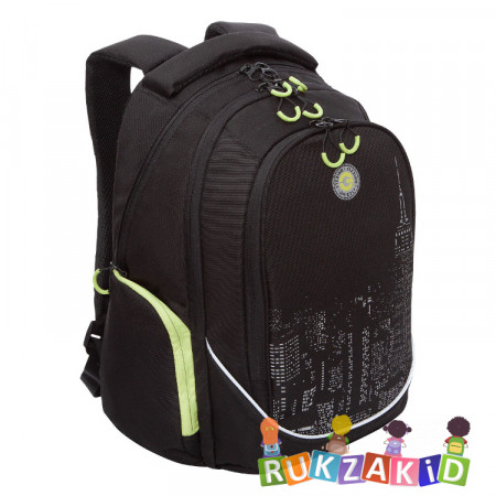 Рюкзак молодежный Grizzly RU-235-4 Черный - салатовый
