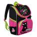 Ранец школьный с мешком для обуви Grizzly RAm-184-8 Кошечка Черный - розовый