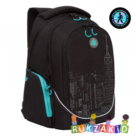 Рюкзак молодежный Grizzly RU-235-4 Черный - бирюзовый