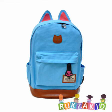 Рюкзак с кошками и ушками голубой