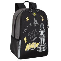 Рюкзак школьный Grizzly RB-351-6 Шахматы Черный - серый