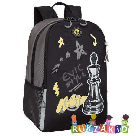 Рюкзак школьный Grizzly RB-351-6 Шахматы Черный - серый