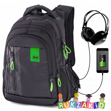 Рюкзак молодежный SkyName 90-116 Черный с зеленым