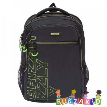 Рюкзак молодежный Grizzly RU-922-2 Черный - салатовый