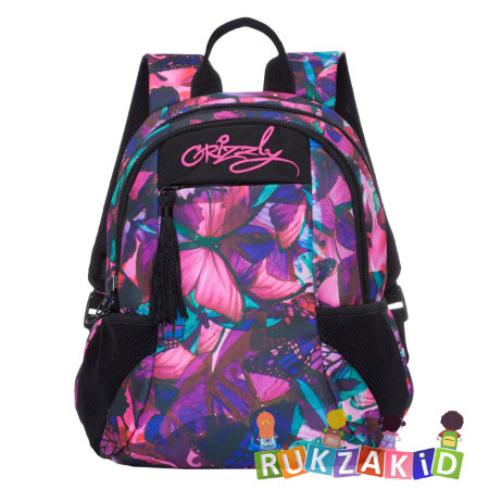 Мини рюкзак Grizzly RD-741-2 Бабочки фуксия