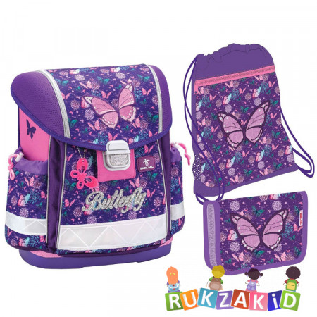 Ранец школьный Belmil CLASSY Butterfly Фиолетовый + мешок + пенал