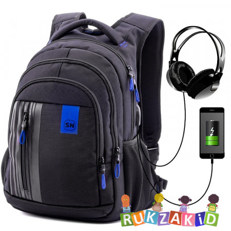 Рюкзак молодежный SkyName 90-116 Черный с синим