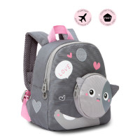 Рюкзак детский для девочки Grizzly RK-280-1 Котик Серый
