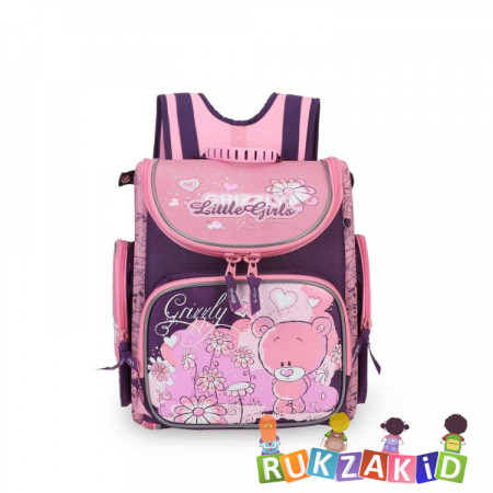 Ранец школьный Grizzly RA-971-8 Мишка Фиолетовый - розовый