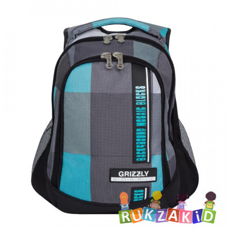 Рюкзак молодежный Grizzly RU-925-2 Mosaic Клетка голубая крупная