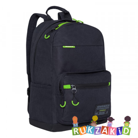 Рюкзак молодежный Grizzly RQL-218-1 Черный - салатовый