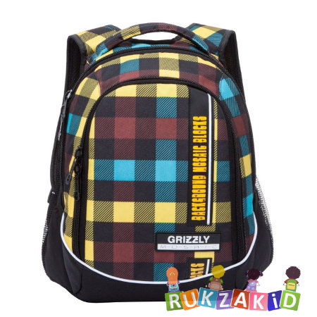 Рюкзак молодежный Grizzly RU-925-2 Mosaic Клетка радуга