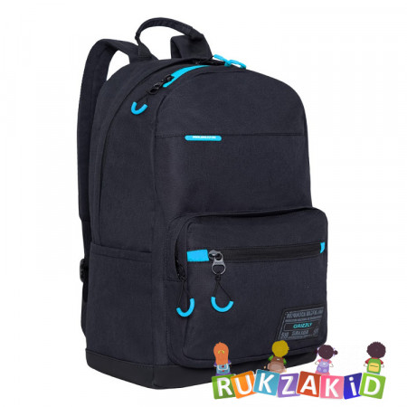 Рюкзак молодежный Grizzly RQL-218-1 Черный - небесный