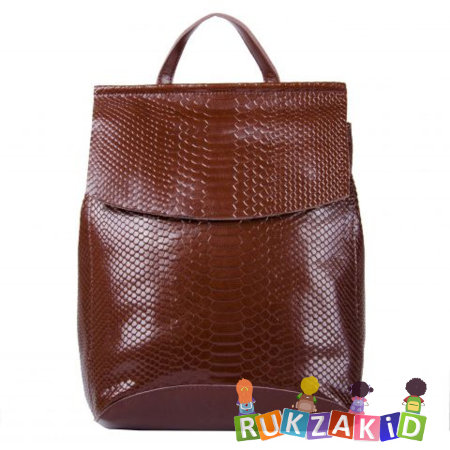 Кожаный женский рюкзак сумка Arkansas Рептилия Коричневый
