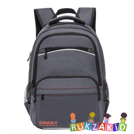 Рюкзак школьный Grizzly RB-860-2 Серый - оранжевый