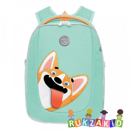 Ранец рюкзак школьный Grizzly RAf-192-2 Мятный корги