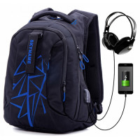 Рюкзак молодежный SkyName 90-112 Черный с синим