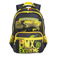 Школьный рюкзак для мальчика Grizzly RB-732-3 Черный - желтый