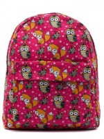 Рюкзак для подростка с совами и лисами розовый Fox and Owl