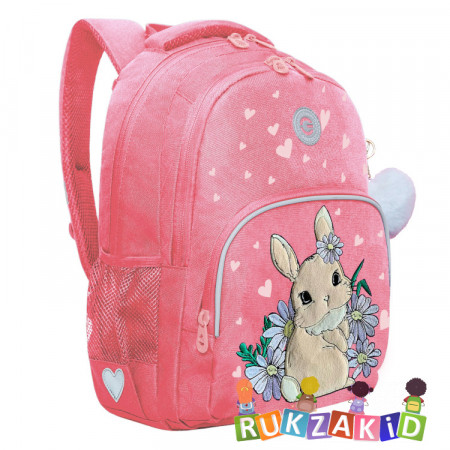 Рюкзак школьный Grizzly RG-360-3 Милый зайка Розовый