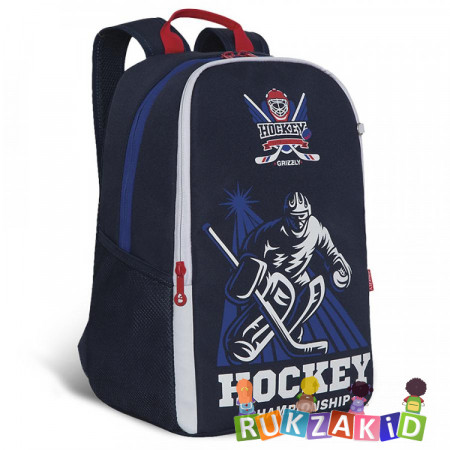 Рюкзак школьный Grizzly RB-151-1 Hockey Синий - синий