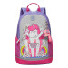 Рюкзак школьный Grizzly RG-363-1 Единорог Фиолетовый - серый