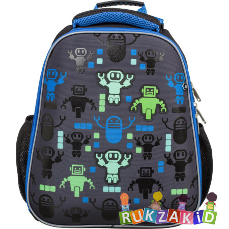 Ранец рюкзак школьный N1School Basic Robot Паттерн Черный