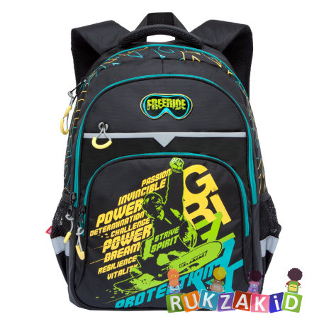 Рюкзак школьный Grizzly RB-731-1 Strive Spirit Черный - бирюзовый
