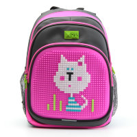 Рюкзак пиксельный школьный 4ALL КIDS Розово - серый