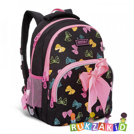 Рюкзак школьный Grizzly RG-160-3 Бантики Черный